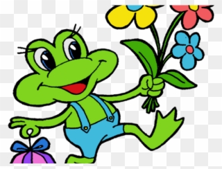 Frog Clipart Flower - Flower And Frog Clipart - Png Download