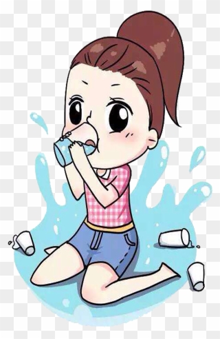 Jpg Free Thirst Cartoon Animation The Little Girl Drinks - Tomar Agua Dibujos Animados Clipart