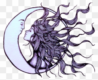 Hippie Clipart Moon - Sun And Moon Romance - Png Download