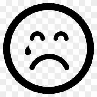 Teardrop Falling On Sad Emoticon Face Comments - Worried Emoji Black And White Clipart