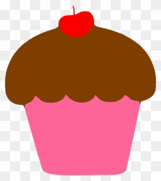 Cupcake With Cherry Clip Art At Clker - Pink Cupcake With Cherry Clipart - Png Download