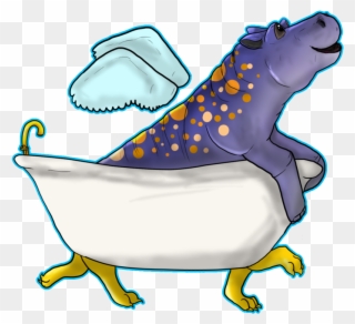Hippo In Bathtub - Drawing Clipart