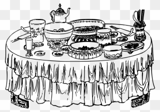 Collection Of Table Drawing High Quality - Food On Table Drawing Clipart