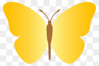 Simple Yellow Butterfly - Yellow Plain Butterfly Clipart