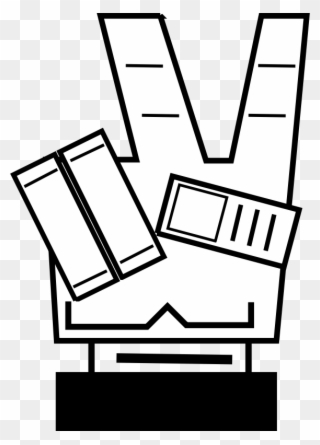 Victory Clipart Free For Download - Peace Hand Sign Retro - Png Download