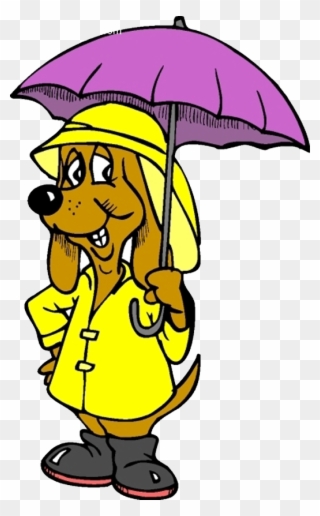 Clipart Coat Purple Jacket - Dog With Umbrella Clipart - Png Download
