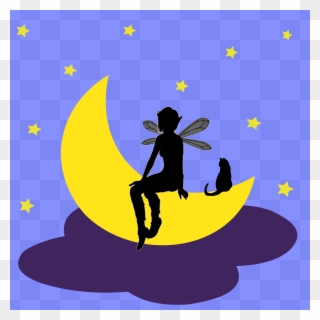 Clipart Fairy On The Moon Moon And Stars Clip Art Animated - Portable Network Graphics - Png Download