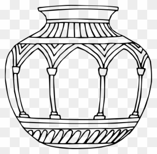 Pottery Clipart Banga - Line Drawing Vase - Png Download