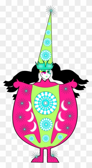 Clown Wearing Large Dress And Long Hat - Clown Clipart