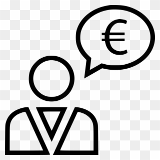 Business Man Talking Thinking Money Euro Currency Svg - Icon Clipart
