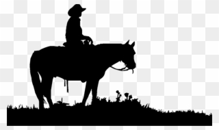 Transparent Horses Cowboy Clipart Freeuse Download - Cowboy On Horse Silhouette Transparent - Png Download