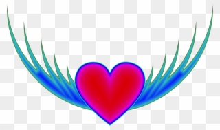 Blue - Clipart - Heart With Wings Transparent Background - Png Download
