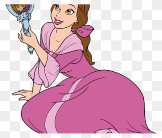 Mirror Clipart Disney Princess - Belle Looking In Mirror - Png Download