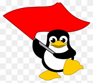 Penguin Waving Flag Clipart
