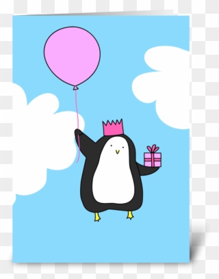 Birthday Penguin Greeting Card - Penguin Birthday Card Clipart