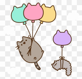 Pusheen Cat Aesthetic Kawaii Anime Art Sticker Manga - Happy Birthday Pusheen The Cat With Balloons Clipart