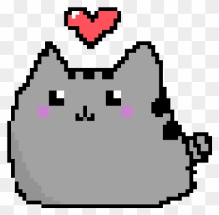 Pusheen Cat With Heart Pixel Art - Pixel Cat With Heart Clipart