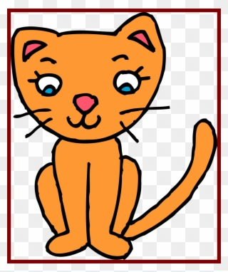 Cute Orange Clip Art Black And White - Clipart Black And White Pussy Cat - Png Download