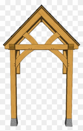 2 Post Porch A17 Curved Brace Truss With Rear Supporting - Rosary Church Clipart