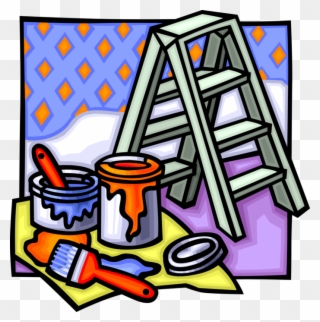 Vector Illustration Of Home Renovation And Decoration - House Painter And Decorator Clipart