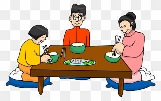 Eating Together Is Enjoyable - Family Eating Dinner Cartoon Clipart