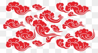 Red Cloud Clipart Vector - Chinese Cloud Vector Png Transparent Png