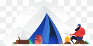 A Man By Camp Fire - Tent Clipart