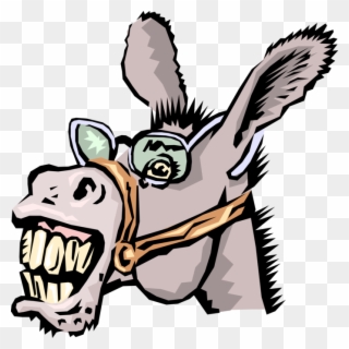 Vector Illustration Of Neighing Jackass Donkey With - Praise The Donkey Lord Clipart