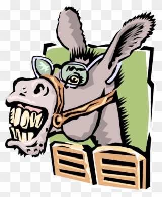 Vector Illustration Of Donkey Ass Horse With Eyeglasses - Praise The Donkey Lord Clipart
