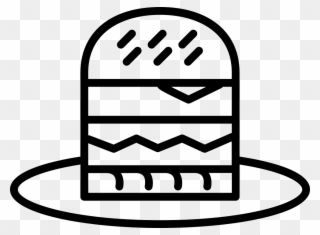 Burger Cartoon Outline On A Plate Comments - Hamburger Clipart