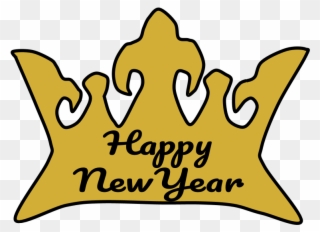 Crown, Gold, Happy New Year Lettering - New Year Clipart