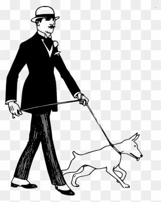 Jpg Black And White Stock Clipart Dog Man Big Image - Dog With A Man Drawing - Png Download