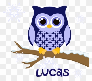 Favorite - Custom Name Winter Owl Blue Ornament (round) Clipart