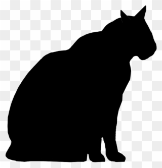 Cat Silhouette Sitting - Fat Cat Silhouette Clipart