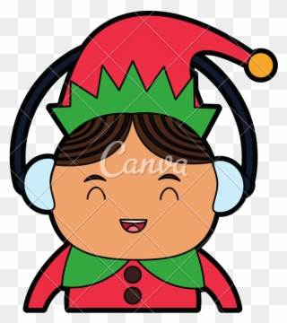 Elf Helper Wearing Muffs Icons By Canva - Santas Helper Icon Clipart