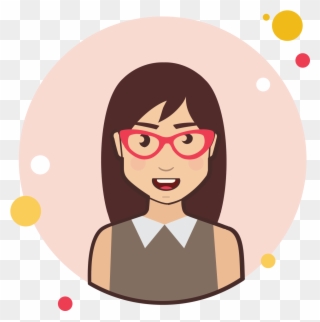 Brown Long Hair Lady With Red Glasses Icon - Hair Clipart