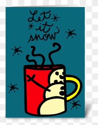 Christmas Snowman Mug Greeting Card - Christmas Day Clipart