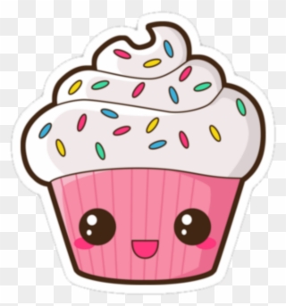 Kawaii Pink Cupcake Dessert Face - Dibujos De Cupcakes Kawaii Clipart