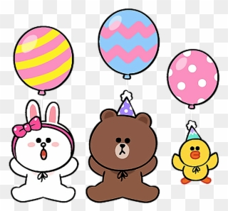 Line Cony Brown Sally Birthday Party Balloon Colorful - Birthday Clipart