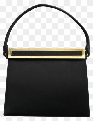 Vintage 1950's Black Evening Bag In Matte Satin With - Handbag Clipart