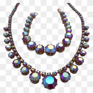 Vintage Red Aurora Borealis Crystal Rhinestone Necklace - Jewellery Clipart