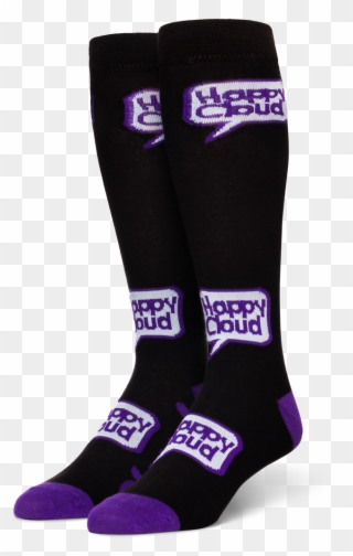 Happy Cloud Black Knee High Socks - Sock Clipart