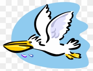 Vector Illustration Of Large Water Bird Pelican Flying - Clip Art - Png Download