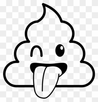 Sticking Tongue Out Poop Emoji Rubber Stamp Emoji Stamps - Poop Emoji Black And White Clipart