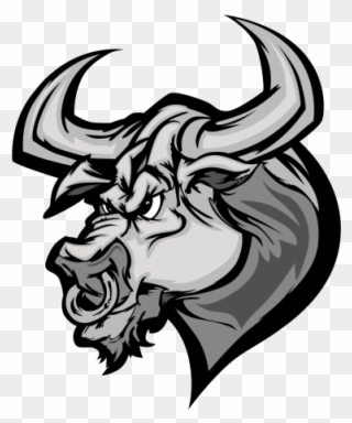 Texas English Bull Clip Art - Black And White Maverick Bull Cartoon - Png Download