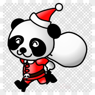 Panda Santa Clipart Giant Panda Santa Claus Clip Art - Santa Panda - Png Download