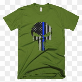American Thin Blue Line Punisher Skull Short Sleeve - Golden State Warriors T Shirt Logo Clipart