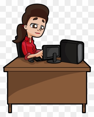 A Woman Sits Deeply Focused At Her Desk, Typing At Clipart - Full Size ...