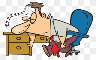 Clipart Exhausted Man Dozing At His Desk - Sleeping At Work Cartoon - Png Download
