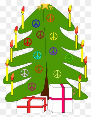 Xmas Christmas Tree 7 Peace Symbol Sign Coloring Book - Christmas Tree Throw Blanket Clipart
